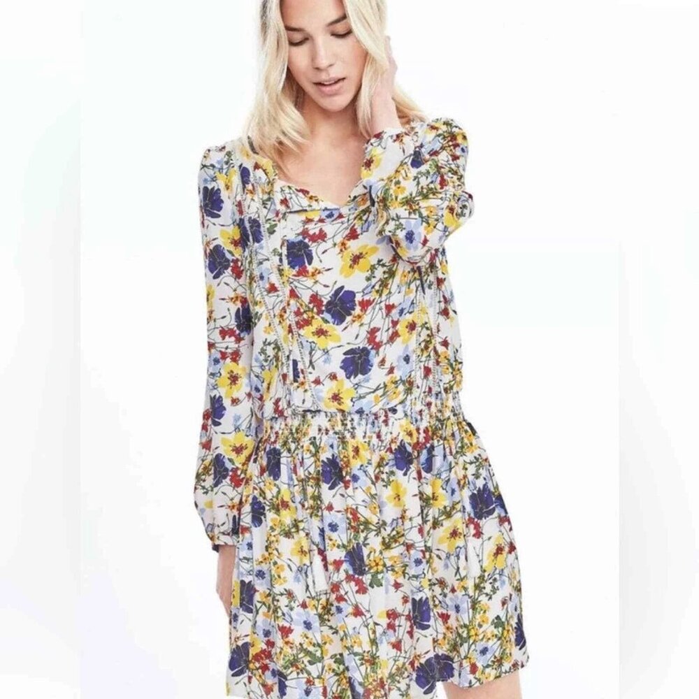 Banana Republic White Floral Valeri Mini Dress Size Small EUC